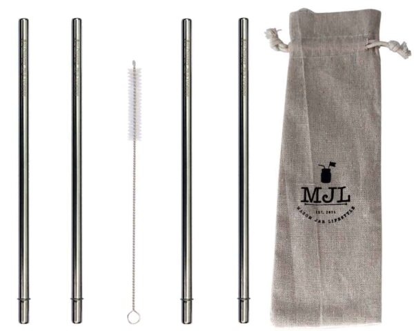 Long Safer Rounded End Stainless Steel Straw for Quart Mason Jars