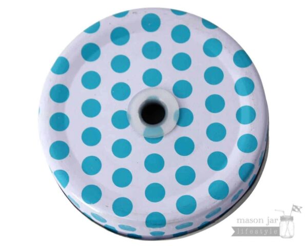 BLUE Polka Dot Straw Hole Tumbler Lids - Regular